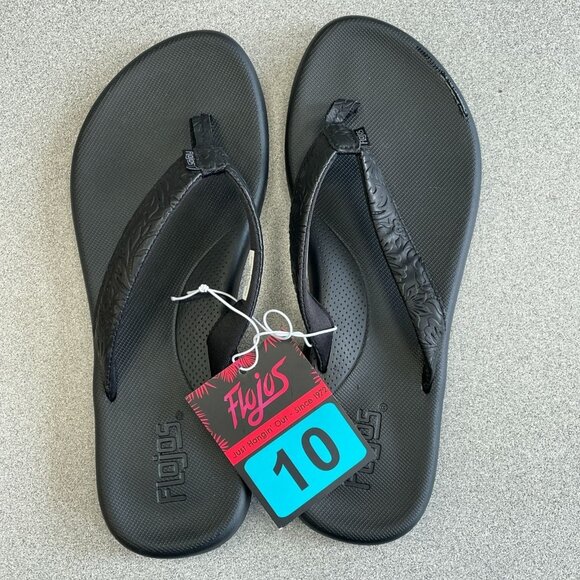 NEW Flojos Women's Size 10 Black Flip Flops - Picture 1 of 5